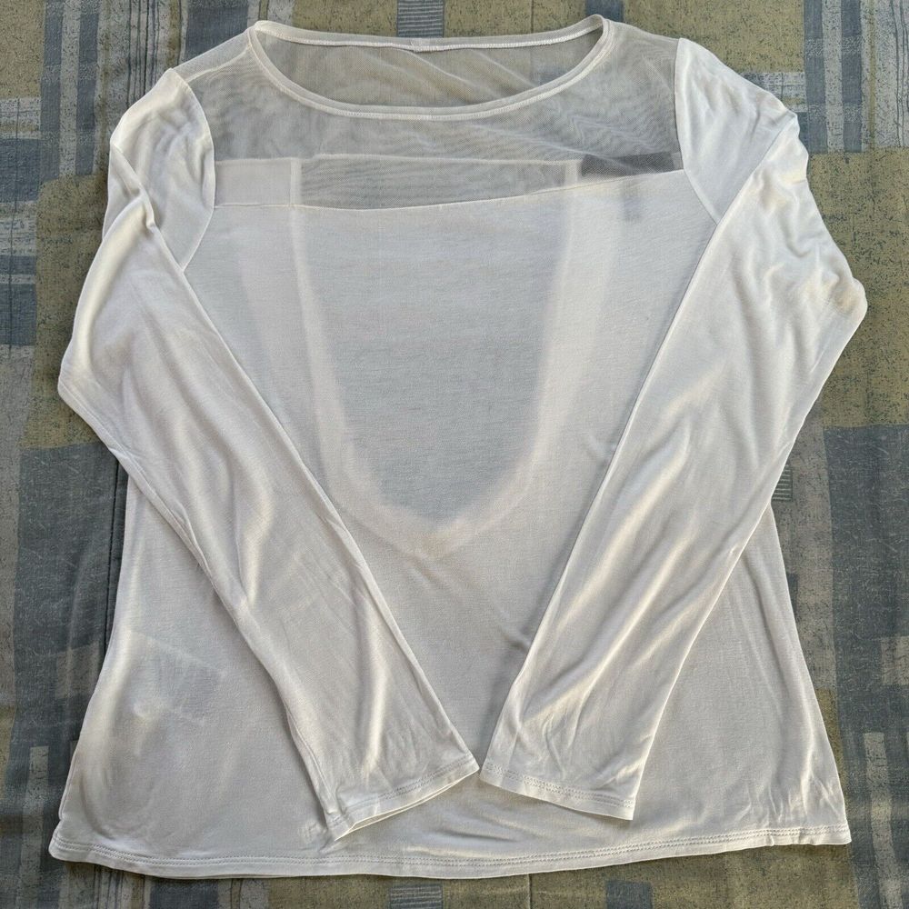 BCBGMaxazria Stretchable White Long Sleeve Top Women's Medium
